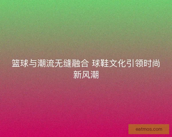 篮球与潮流无缝融合 球鞋文化引领时尚新风潮